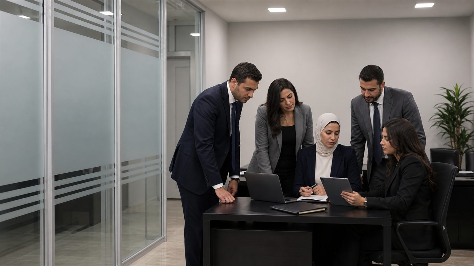 فريق مهني مصري ينسق ملف مستثمر أجنبي داخل مقر المؤسسة