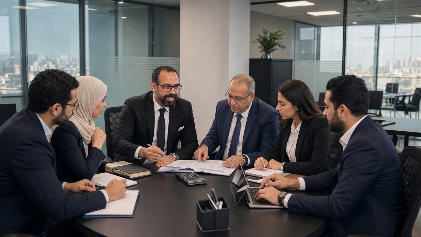أحد شركاء أس أف إيه المستشارون في اجتماع مراجعة مهني